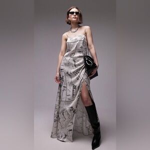 Topshop cream and black wrap Maxi Dress